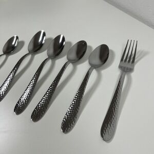 CORELLE COORDINATES  Lot of 6 Pieces HAMMERED 18/0 Stainless Flatware MCM